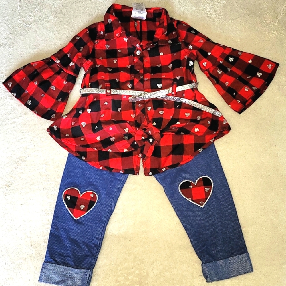 Nanette Kids Plaid Shirt and Leggings Set
